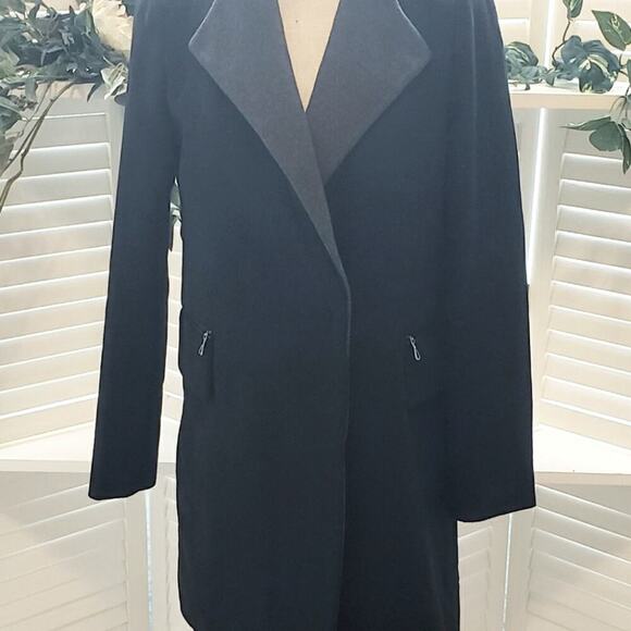 ETAGE BLACK LONG SLEEVE LINED ZIP POCKET  COAT SIZE 66 (MED) - Picture 1 of 7